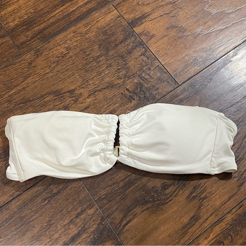 White Padded Strapless Swimsuit Top